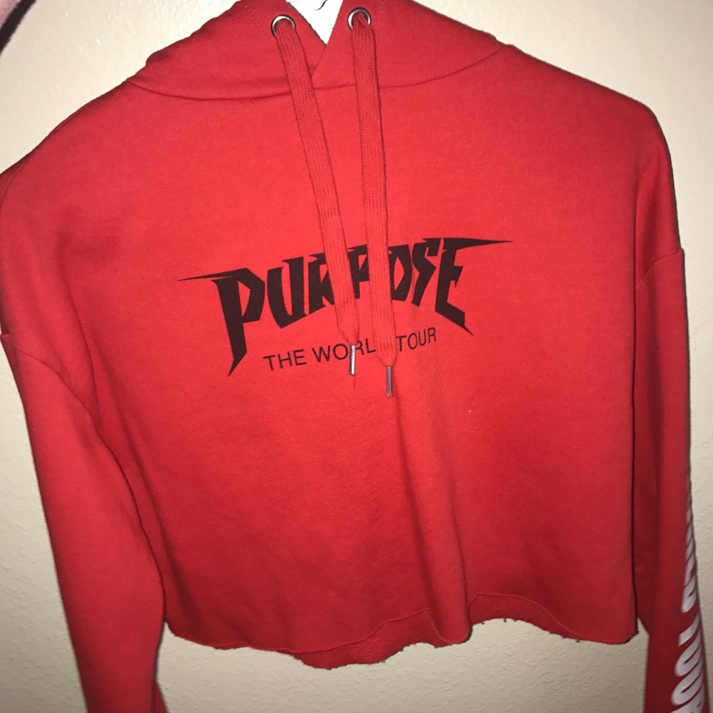 Red purpose tour cropped hoodie